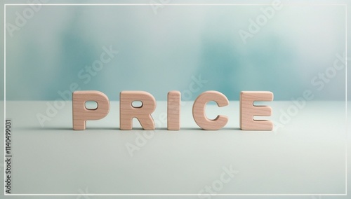 The inscription PRICE on wooden cubes isolated on a light background, the concept of business and finance.