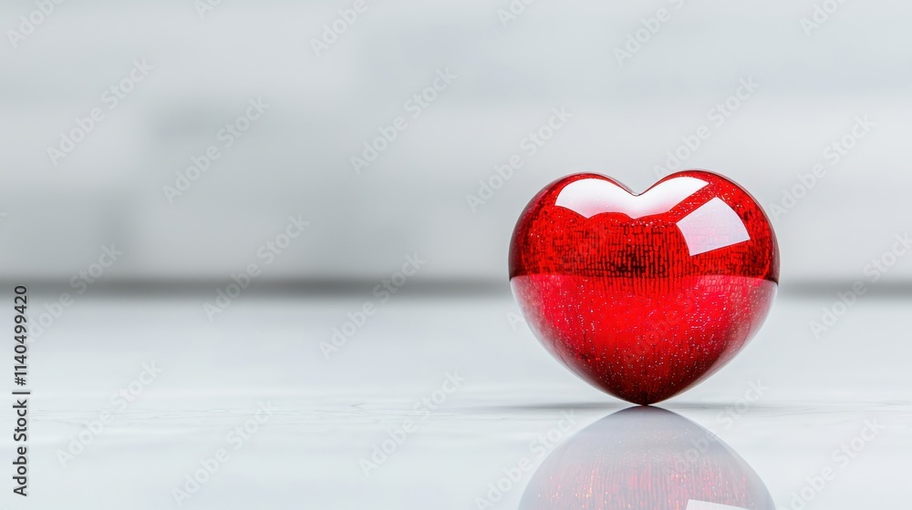 Fototapeta premium Shiny red heart on a blurred background.