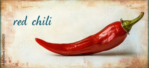 Red chili placed on a neutral background highlighting its vibrant color and s...