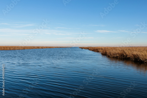 Overlooking the West Branch of the Rock River within the Horicon National Wildlife Refuge, near Waupun, Wisconsin in mid-November, at the end of the Dike Road photo