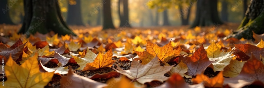 Forest floor covered in dry brown and yellow leaves, nature scenery, fallen leaves, autumn foliage forest leaves fall drying Forest floor covered in dry brown and yellow leaves, nature scenery, fallen leaves, autumn foliage forest leaves fall drying