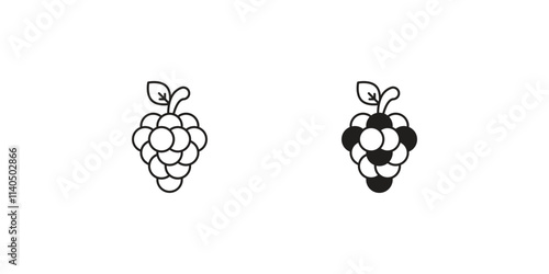 Grapes set icon with white background vector stock illustration