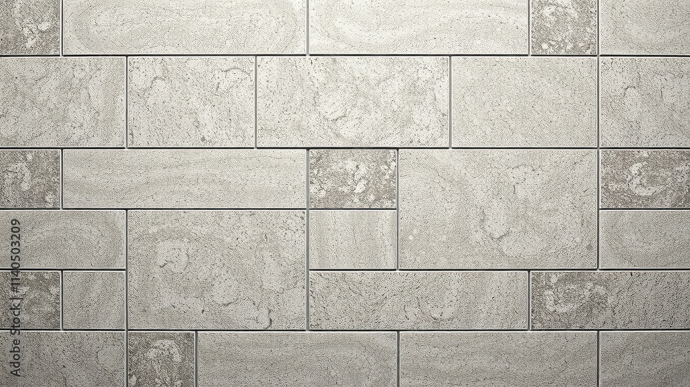 Naklejka premium A Textured Light Grey Rectangular Tile Wall Pattern