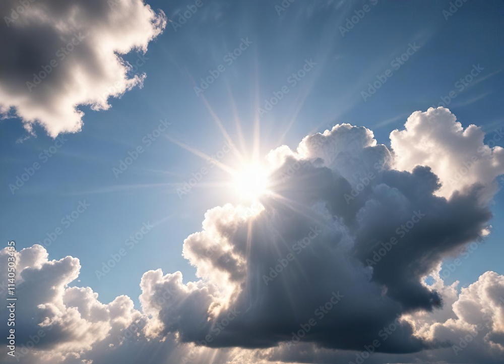 Cloudy sky with a few white clouds and sun peeking through, hope, soft focus, clouds Cloudy sky with a few white clouds and sun peeking through, hope, soft focus, clouds