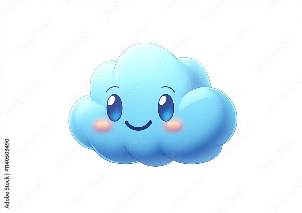 Adorable Cartoon Cloud with a Happy Expression: A Whimsical Digital Illustration Adorable Cartoon Cloud with a Happy Expression: A Whimsical Digital Illustration