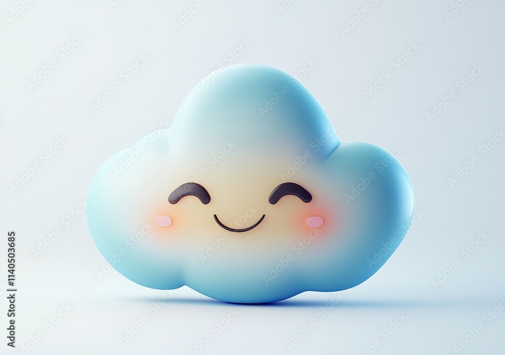 Cheerful Cloud Design: A Delightful 3D Rendering of a Happy Cloud Cheerful Cloud Design: A Delightful 3D Rendering of a Happy Cloud