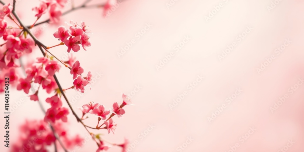 Delicate pink blossoms on a branch, soft background, springtime beauty Delicate pink blossoms on a branch, soft background, springtime beauty