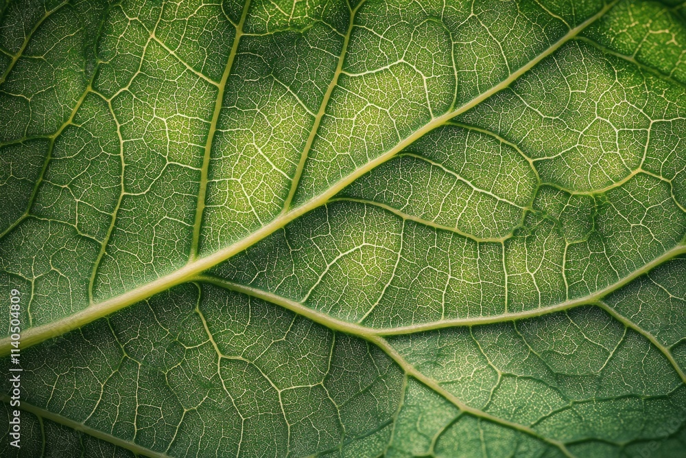Close up view of a green leaf showcasing intricate vein patterns and textures in natural sunlight Close up view of a green leaf showcasing intricate vein patterns and textures in natural sunlight