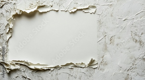 Blank torn paper on textured wall creates minimalist design for creative proj...