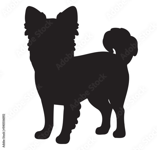 Chihuahua breed dog drawing silhouette of a standing dog