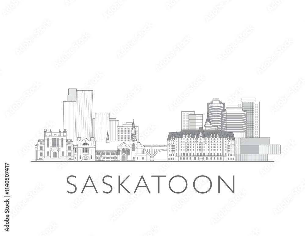 Obraz premium Saskatoon skyline cityscape vector illustration