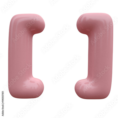 Pink bubble font. Inflated alphabet 3D ballon letters and numbers. Vector set. Vector illustration