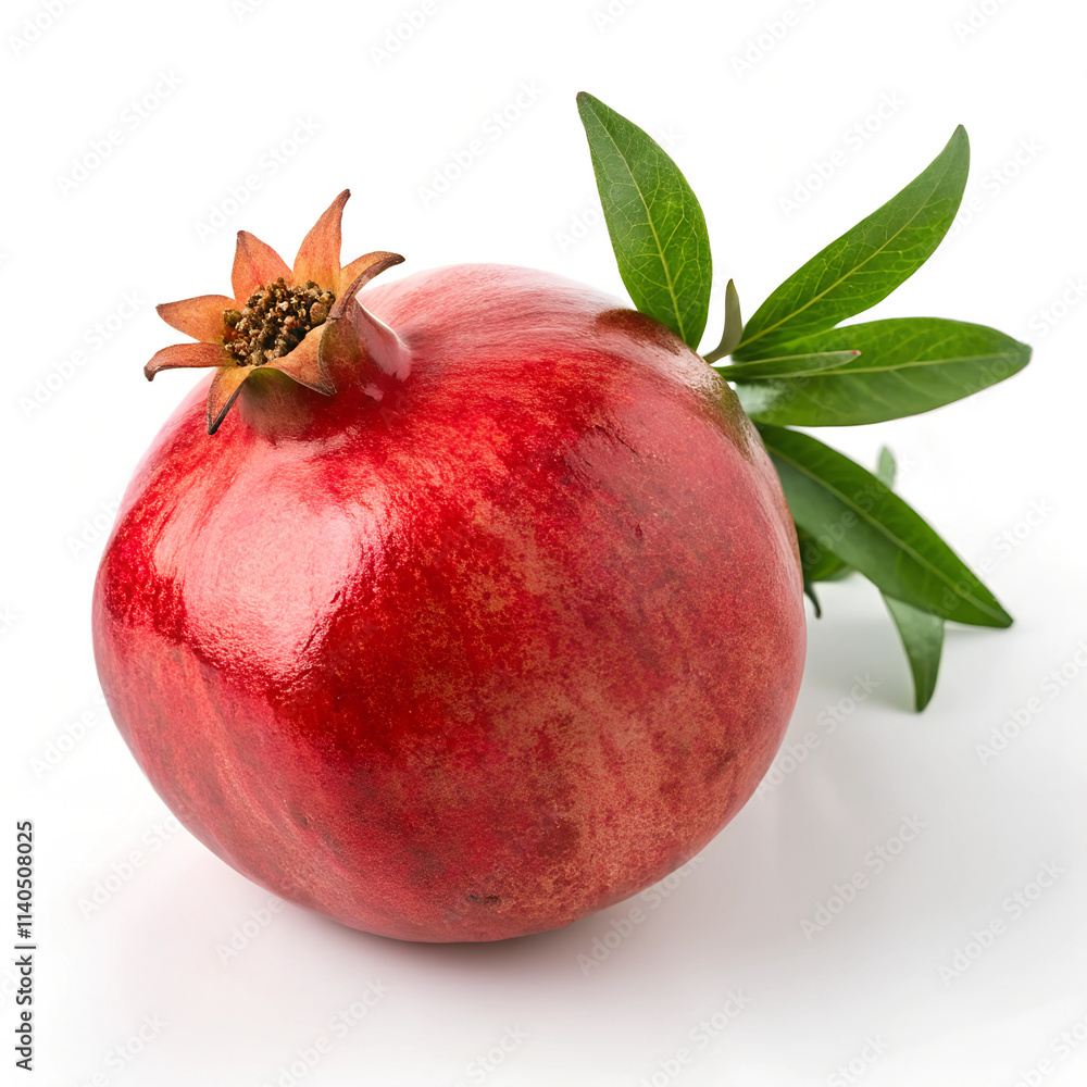 Ripe pomegranate fruits with pomegranate leaves on the white background.Ripe pomegranate fruits water drop
Ripe pomegranate fruits with pomegranate leaves on the white background.Ripe pomegranate fruits water drop