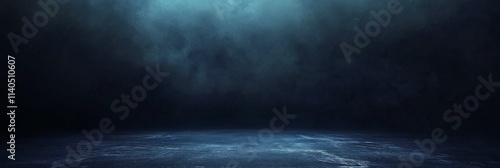Dark blue mist hovering over a calm surface creates a mysterious atmosphere i...