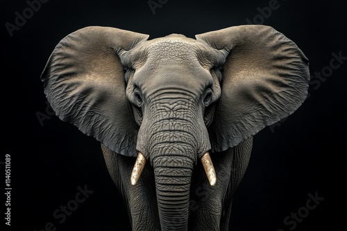 Majestic elephant close up showcasing detailed textures and features against ...
