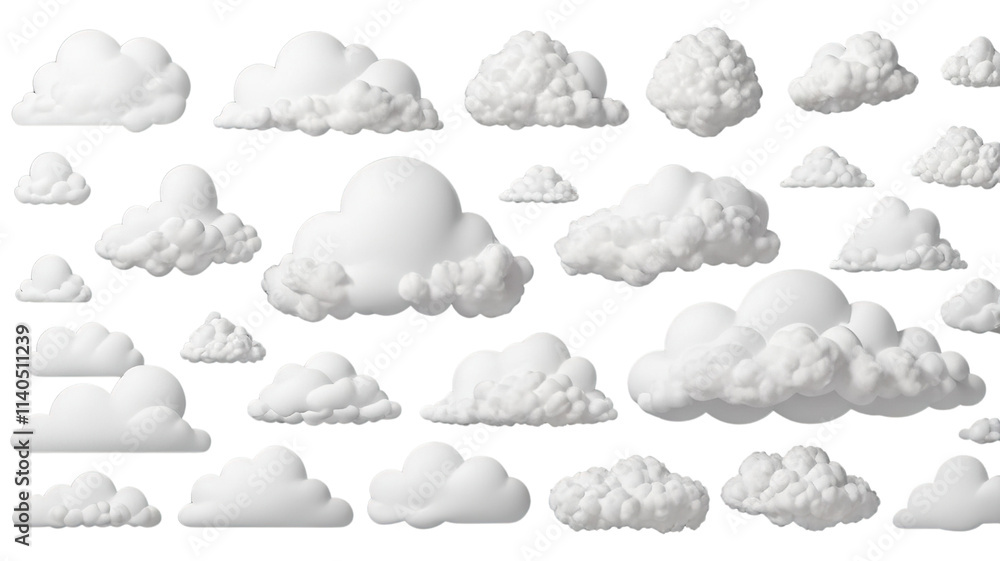 Fototapeta premium Fluffy Cloud Frame Borders Set, Isolated
