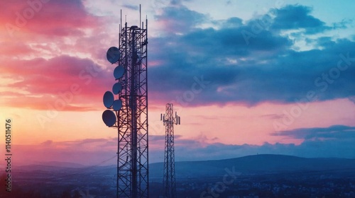 Comprehensive infrastructure including antennas for communication and broadcasting. 