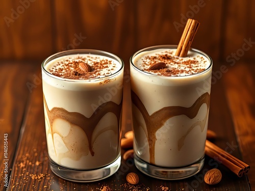 Delicious Cocoa Almond Milk Smoothie Cocktail - Vibrant Dessert Drinks