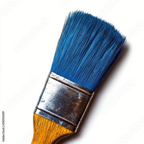 High quality paintbrush with vibrant blue bristles for creative projects and ...