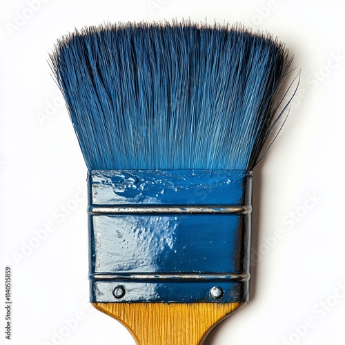 High quality paintbrush with vibrant blue bristles for creative projects and ...