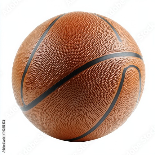 Realistic basketball resting on a flat surface with detailed texture and pattern
