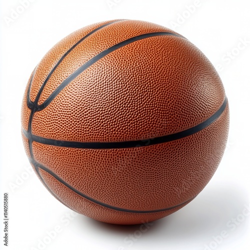 Realistic basketball resting on a flat surface with detailed texture and pattern