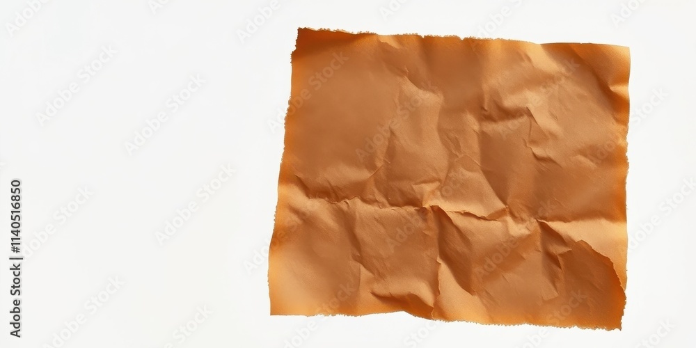 Fototapeta premium Rustic Brown Wrinkled Paper Texture on White Background Ideal for Design Projects and Craft Applications