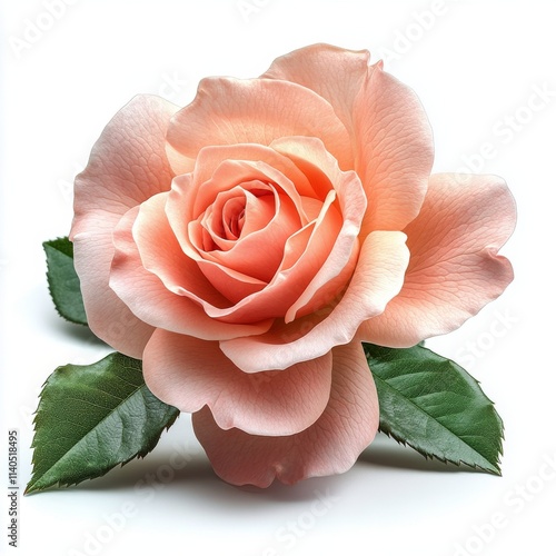 Beautiful orange and pink rose showcasing vibrant petals and green leaves