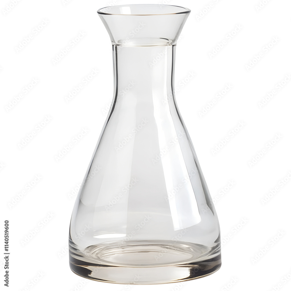 Carafe - A tall, transparent glass carafe with a narrow neck, used for serving water or wine. Suspended on a transperent background, shadow-free. Carafe - A tall, transparent glass carafe with a narrow neck, used for serving water or wine. Suspended on a transperent background, shadow-free.