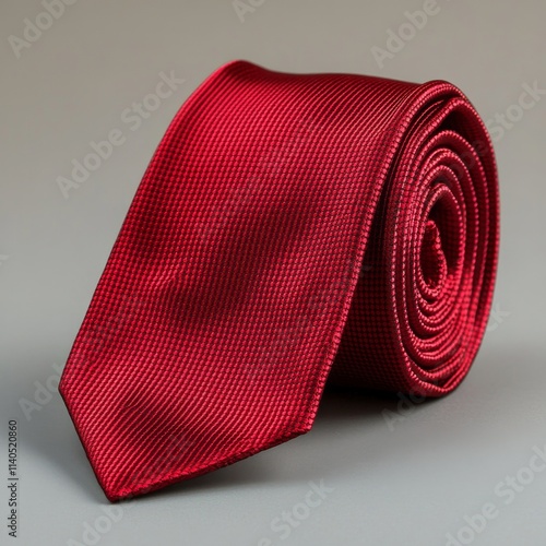 Elegant red tie rolled neatly for formal occasions and business attire