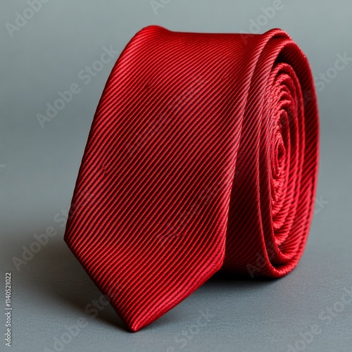 Elegant red tie rolled neatly for formal occasions and business attire