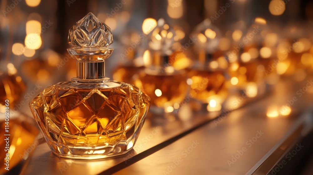 a row of perfume bottles sitting on top of a table