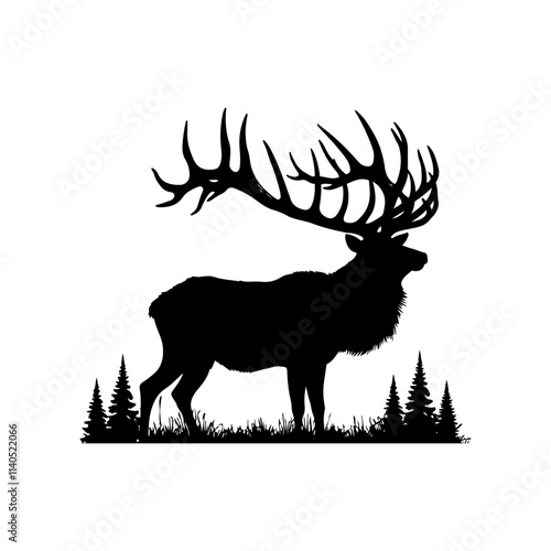 Elk vector silhouette with white background photo