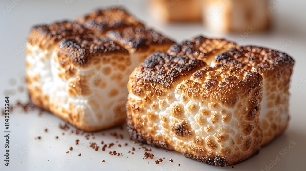 Toasted marshmallows with a golden brown crust Toasted marshmallows with a golden brown crust