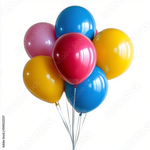 Colorful balloons in various hues tied together for celebration decor