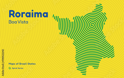 Map of the Brazilian State of Roraima with Boa Vista as the Center, Circular Spiral pattern.