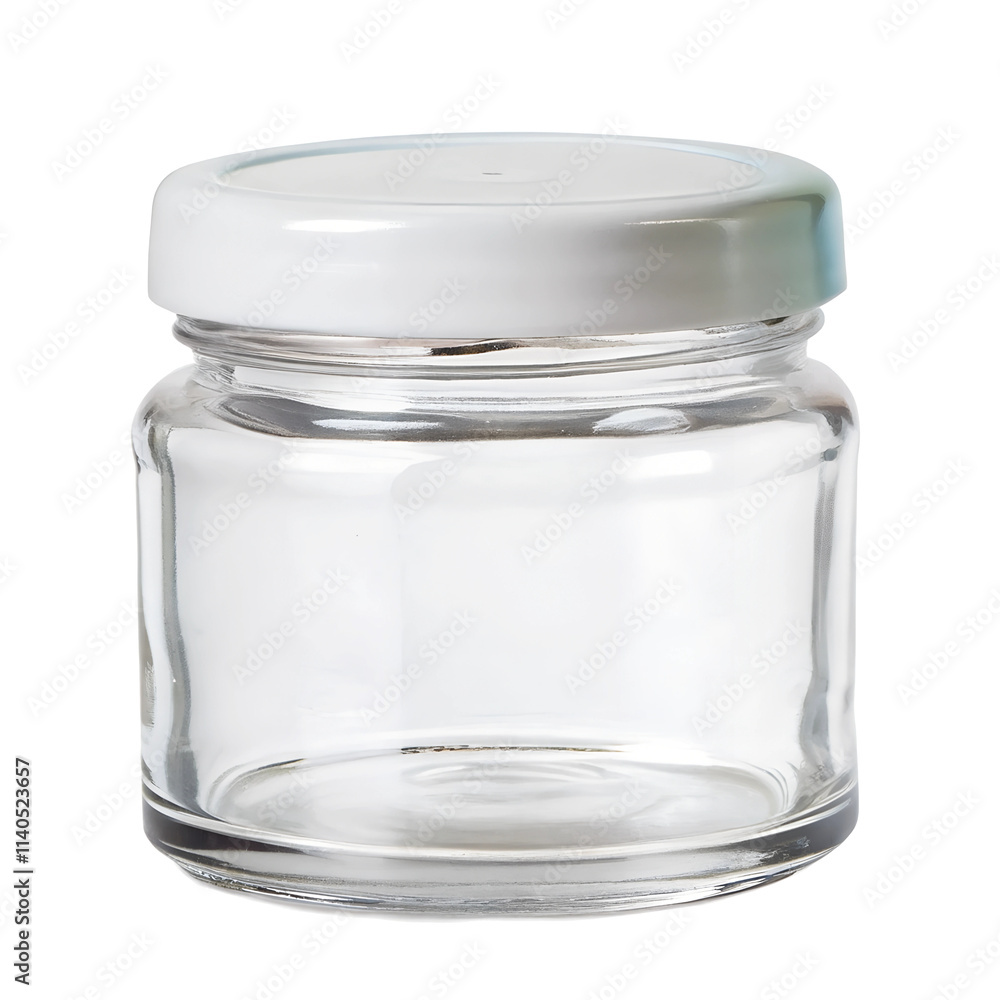 Spice jar - A small, transparent glass jar with a screw-top lid, used for storing spices. Hovering on a transparent background, shadow-free. Spice jar - A small, transparent glass jar with a screw-top lid, used for storing spices. Hovering on a transparent background, shadow-free.