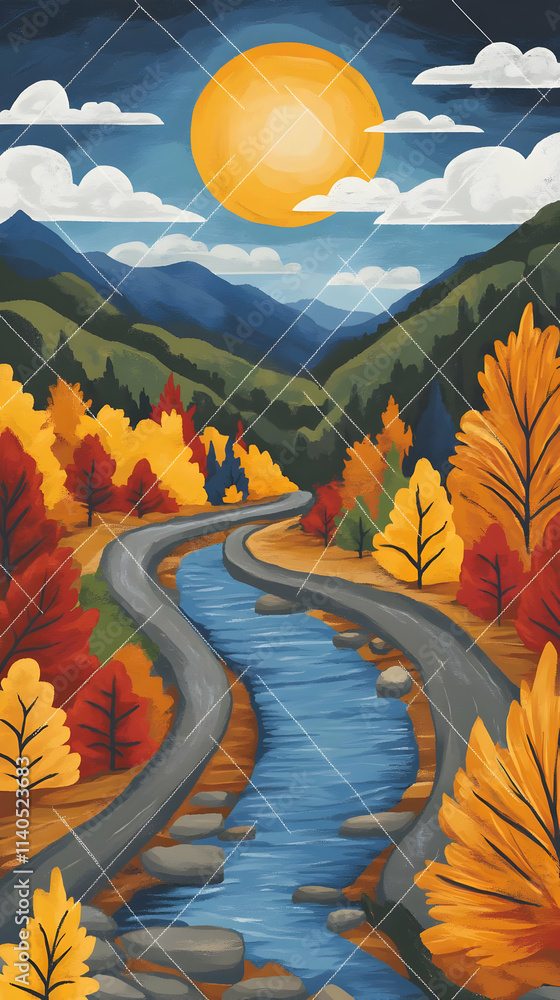 Obraz premium Autumn Landscape Illustration
