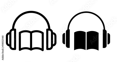 Audiobook Icons pack in outlined and flat versions
