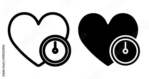 Blood pressure Icons pack in outlined and flat versions