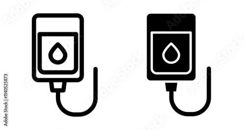 Blood transfusion Icons pack in outlined and flat versions