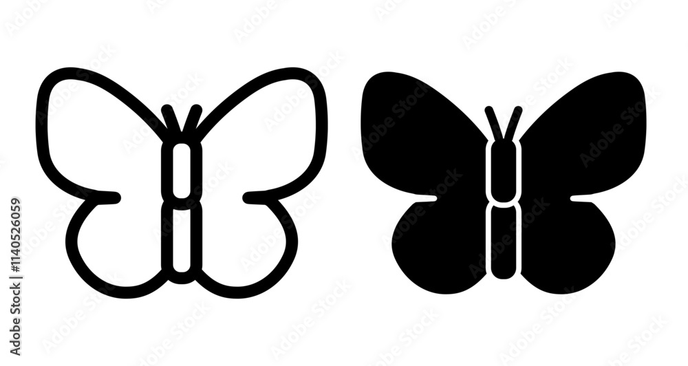 Butterfly Icons pack in outlined and flat versions Butterfly Icons pack in outlined and flat versions