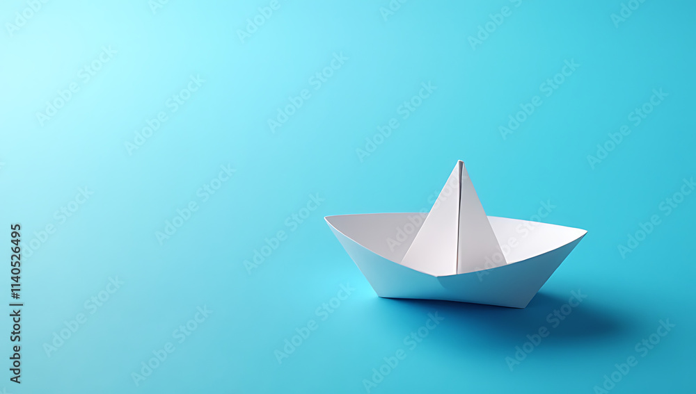 Fototapeta premium Word is small boat paper graph on a blue ocean, representing a simple business idea._00001_