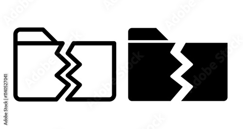 Data loss Icons pack in outlined and flat versions