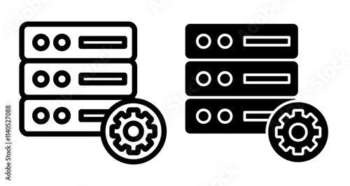 Dedicated server Icons pack in outlined and flat versions