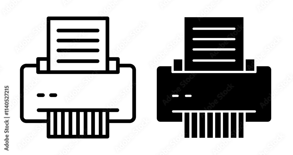 Document shredder Icons pack in outlined and flat versions Document shredder Icons pack in outlined and flat versions