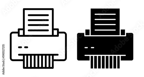 Document shredder Icons pack in outlined and flat versions