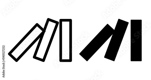 Domino effect Icons pack in outlined and flat versions