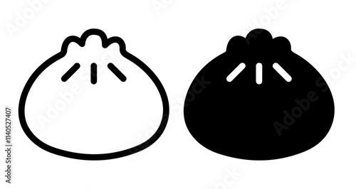 Dumpling Icons pack in outlined and flat versions