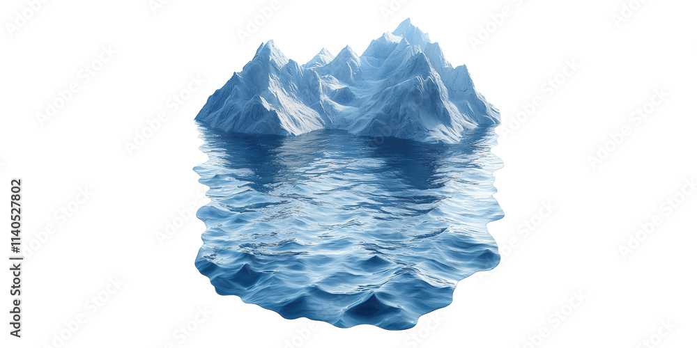 Fototapeta premium Floating iceberg and calm ocean isolated on transparent background